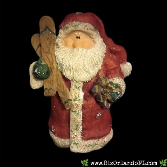 Vintage Other - VINTAGE: 2002 Snowfolk 5" Resin Santa Claus with Skis